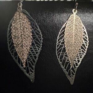 Elegant Gold and Silver Leaf Earrings